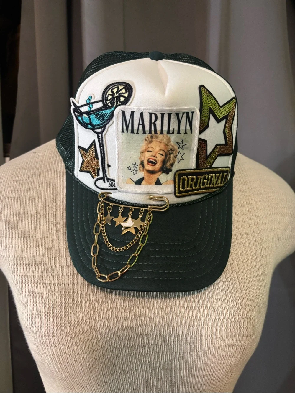 Marilyn Graphic Star Trucker Hat - Green/White